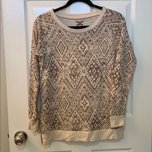 Faded Glory Beige Design Long Sleeve Top